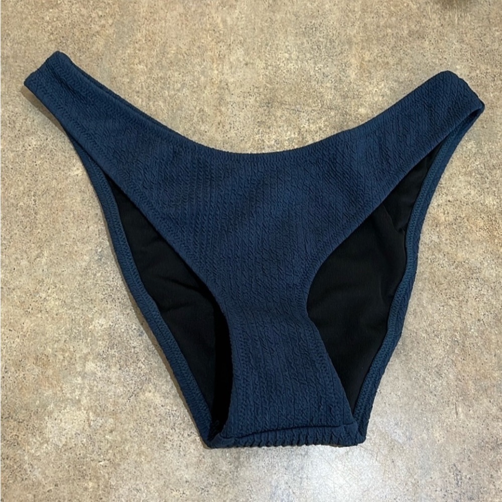 NWT J. Crew Curved Waist Cheeky Bikini Bottom Navy Blue Size S